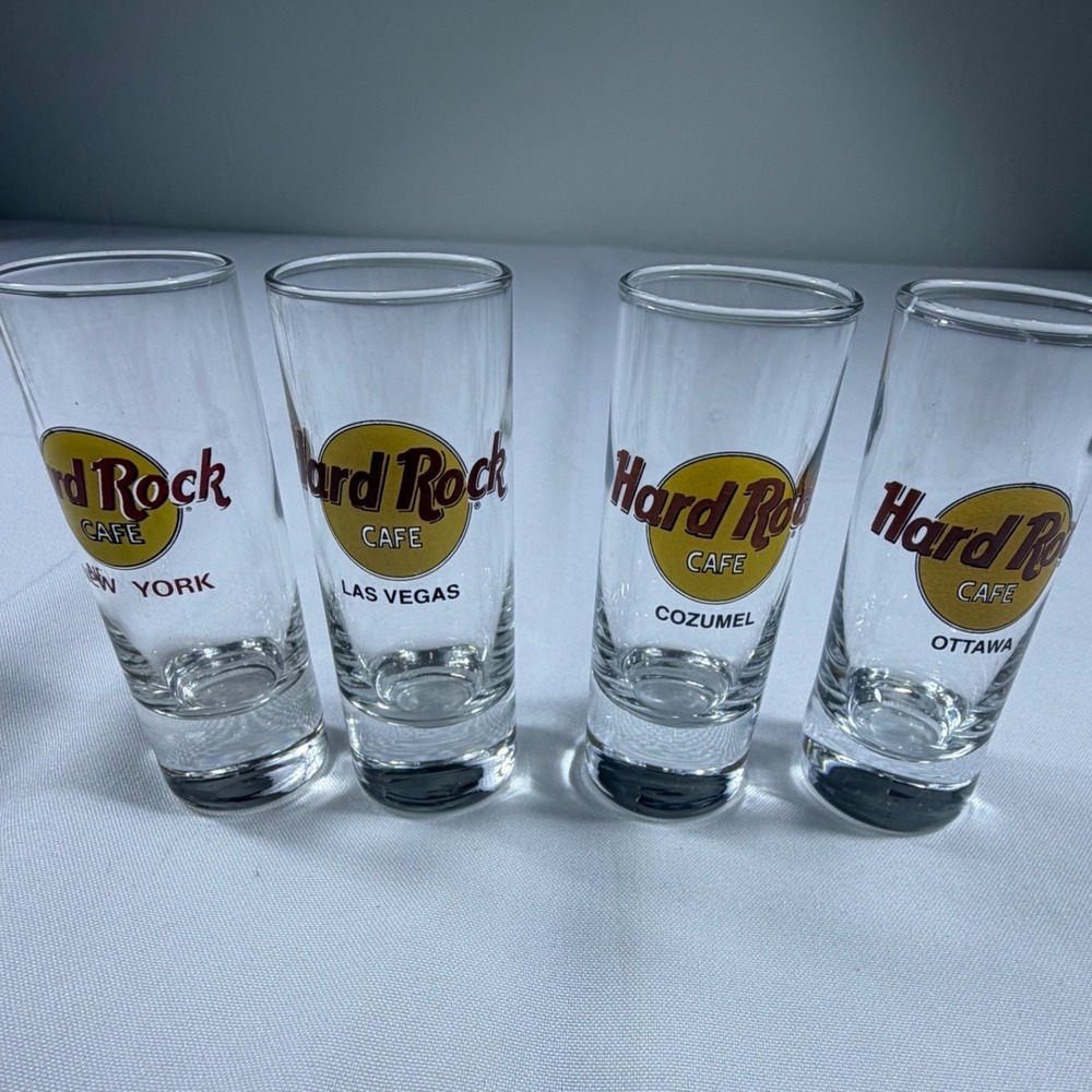 Hard‎ Rock Cafe Shot Glass Set of 4 Las Vegas New York Ottawa Cozumel Souvenir